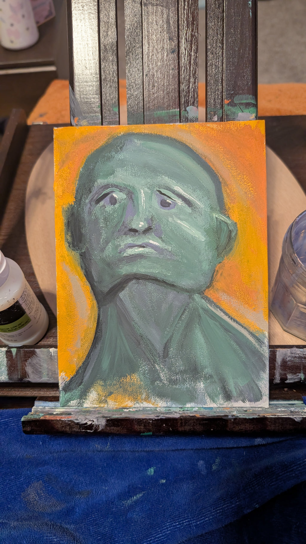 Teal Portrait Against Golden Sky