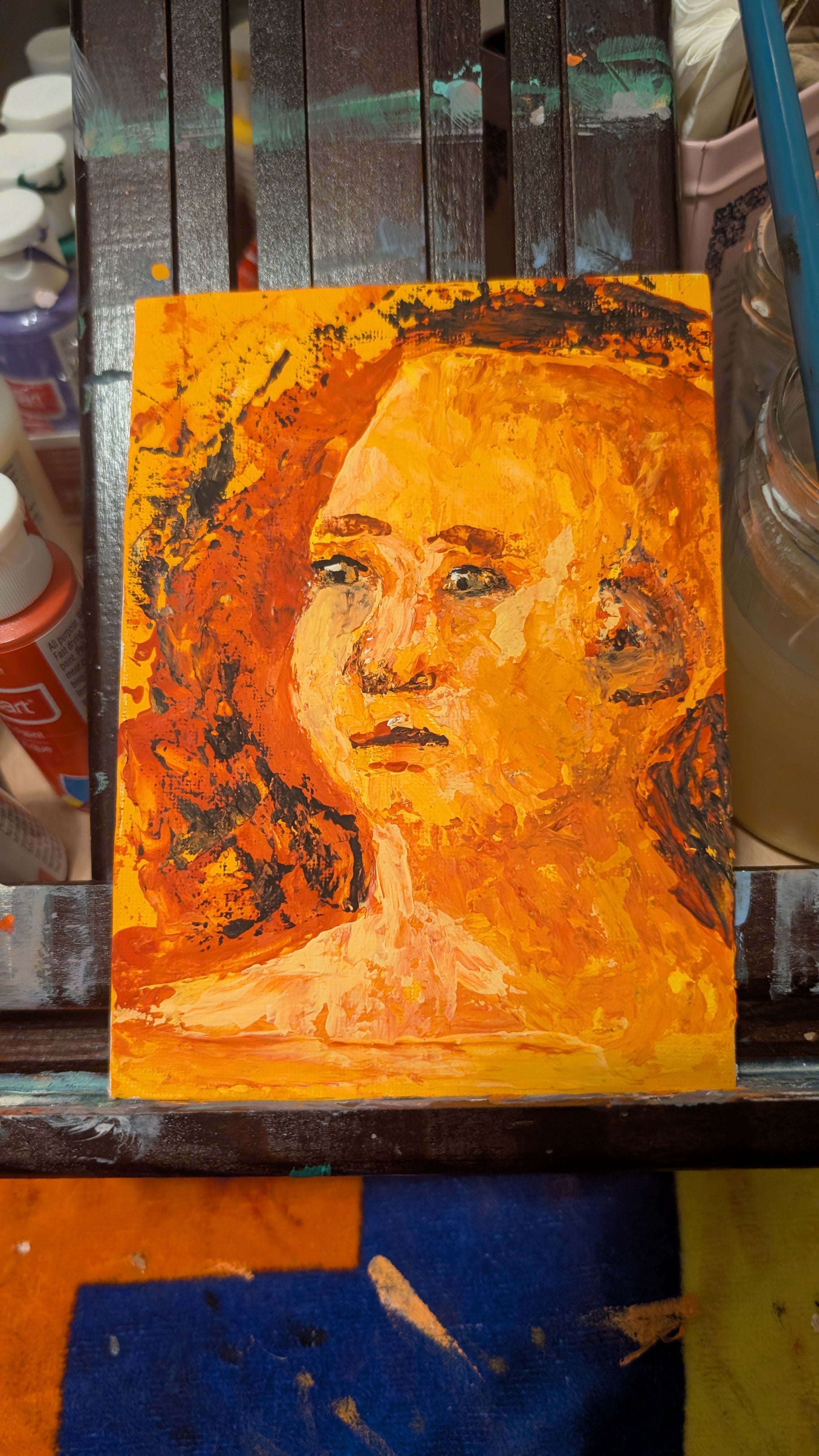 Orange Portrait with Textured Expression
