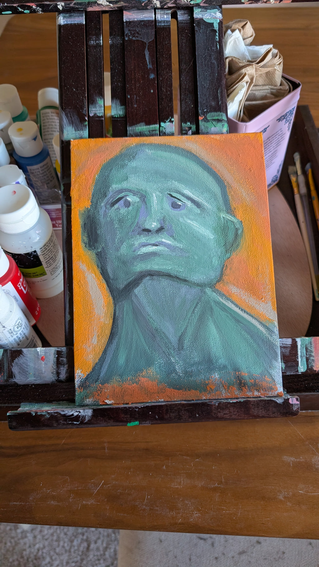 Teal Portrait Against Golden Sky